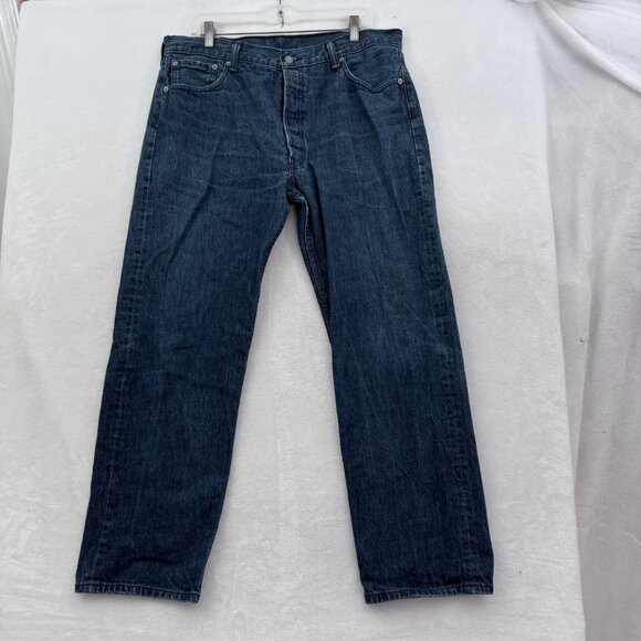 Levis 501 Jeans Mens 38x32 (36x29) Blue Original Fit Button Fly Straight Leg - Picture 1 of 13
